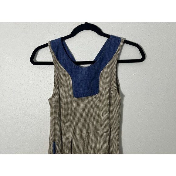 Rebe By Debra Weiss Tan Sleeveless Gingham Dress Size XS - Picture 2 of 12
